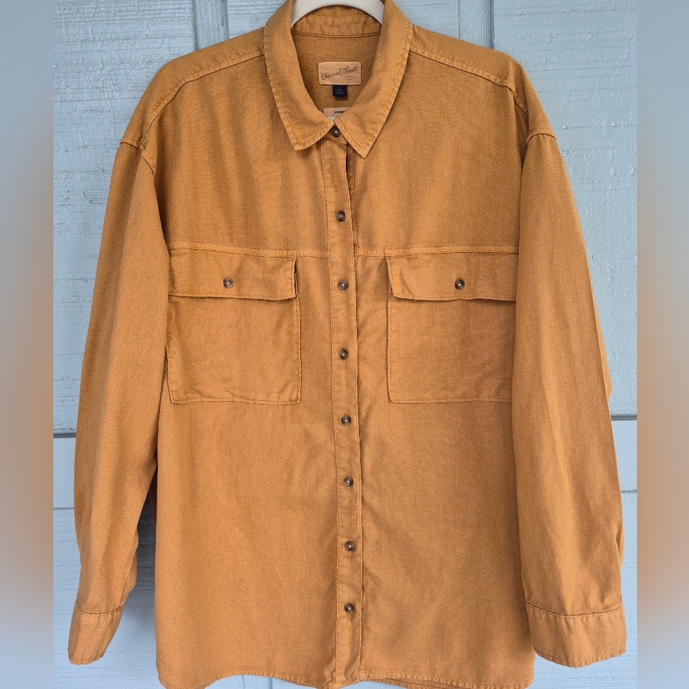 Universal Thread Men's Tan Shirt Jacket 2XL Long Sleeve 100% Cotton Shacket